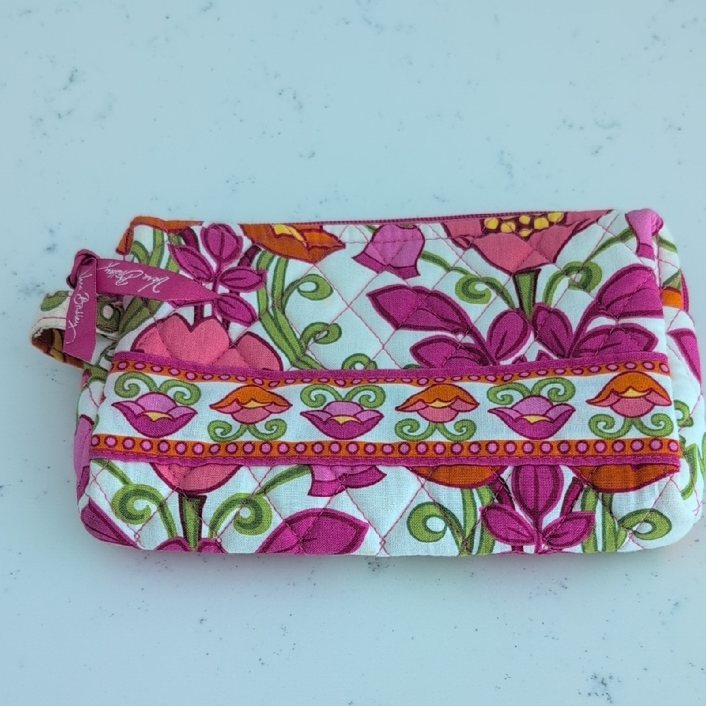 Vera Bradley Pink and Orange Floral Cosmetic Bag
